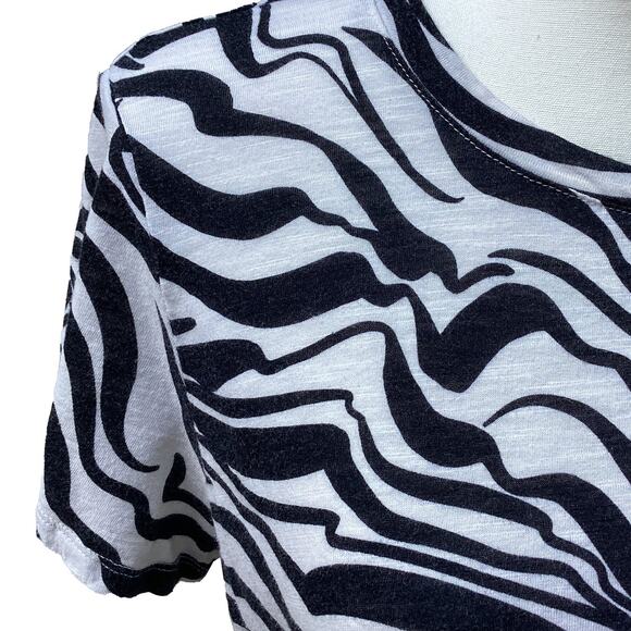 Sanctuary Women's Zebra Stripe Twist Front Short Sleeve Crewneck Top XL - Picture 3 of 8